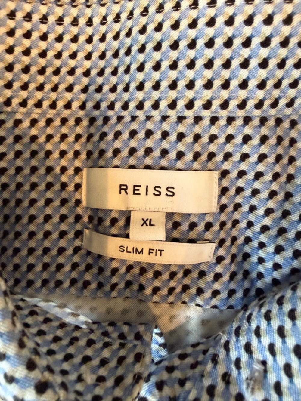 Reiss Blue Micro-Pattern Button-Down Shirt